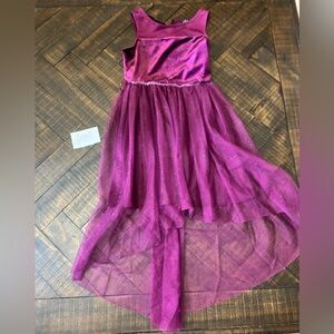 Elegant Purple velour high low dress for holidays or formal dance